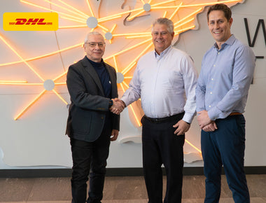 v.l.: Matthias Fischer (COO STRAUSS), Patrick Bennett (CFO, DHL Supply Chain North America) und Brandon Opp (Director, Business Customer Development, DHL Supply Chain North America) haben innerhalb von 6 Monaten die neue End-to-End-Lösung von STRAUSS und DHL Supply Chain in Columbus entwickelt. Foto: STRAUSS 